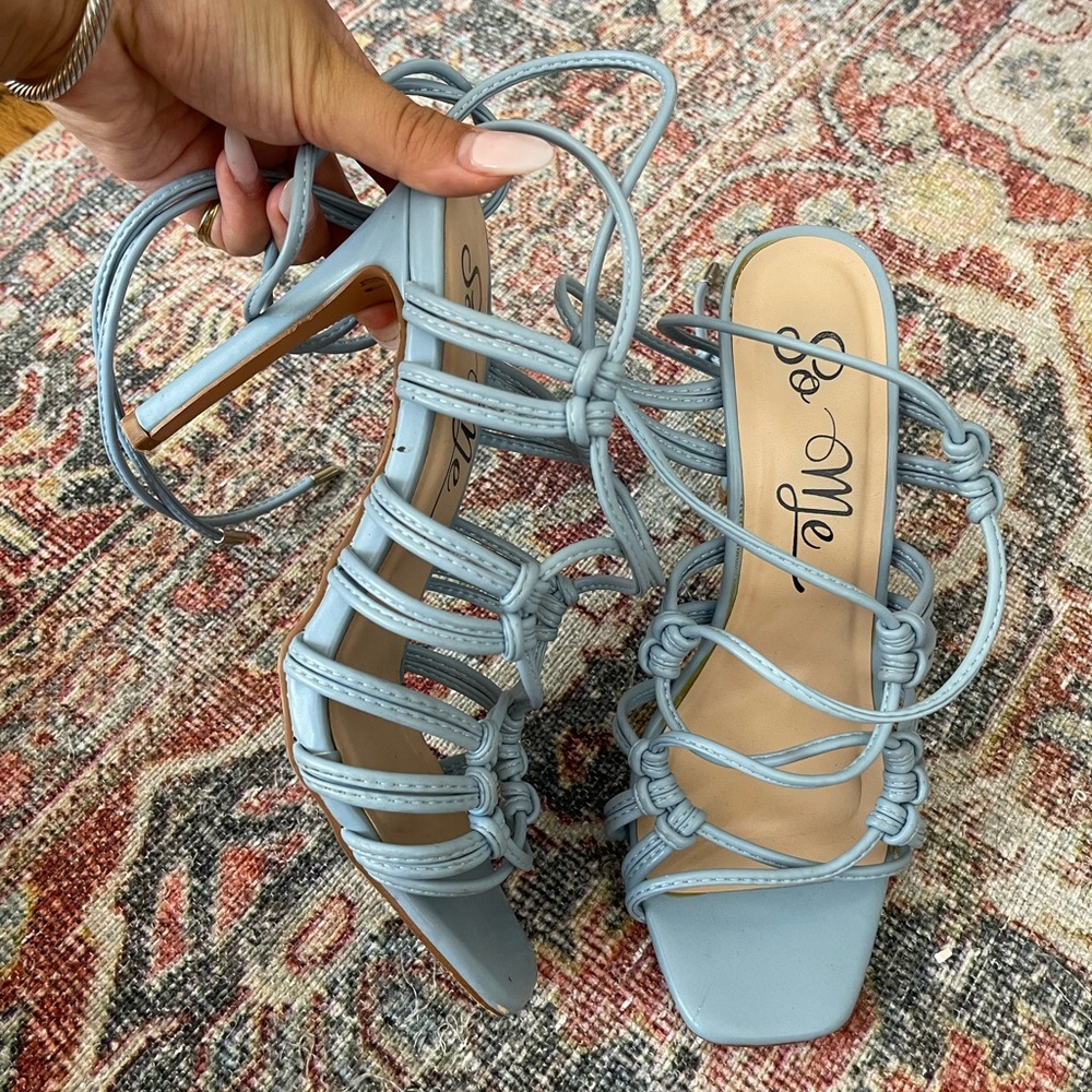 Baby Blue Lace-up Heels
